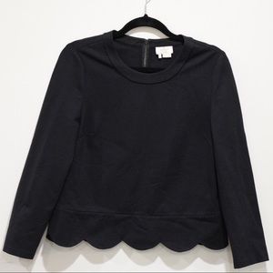 Kate Spade Black Scalloped Trim Top Size 10